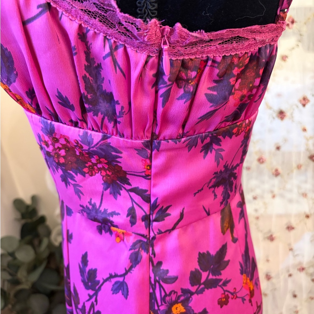 Urban Outfitters Pink Floral Satin Slip Dress - Picture 7 of 9